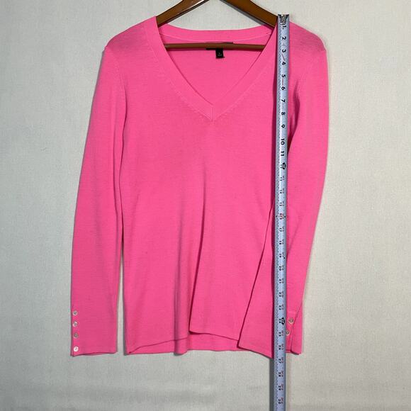 Banana Republic Women's V-Neck Sweater in Neon Pink Long Sleeve - Size L - Picture 5 of 7